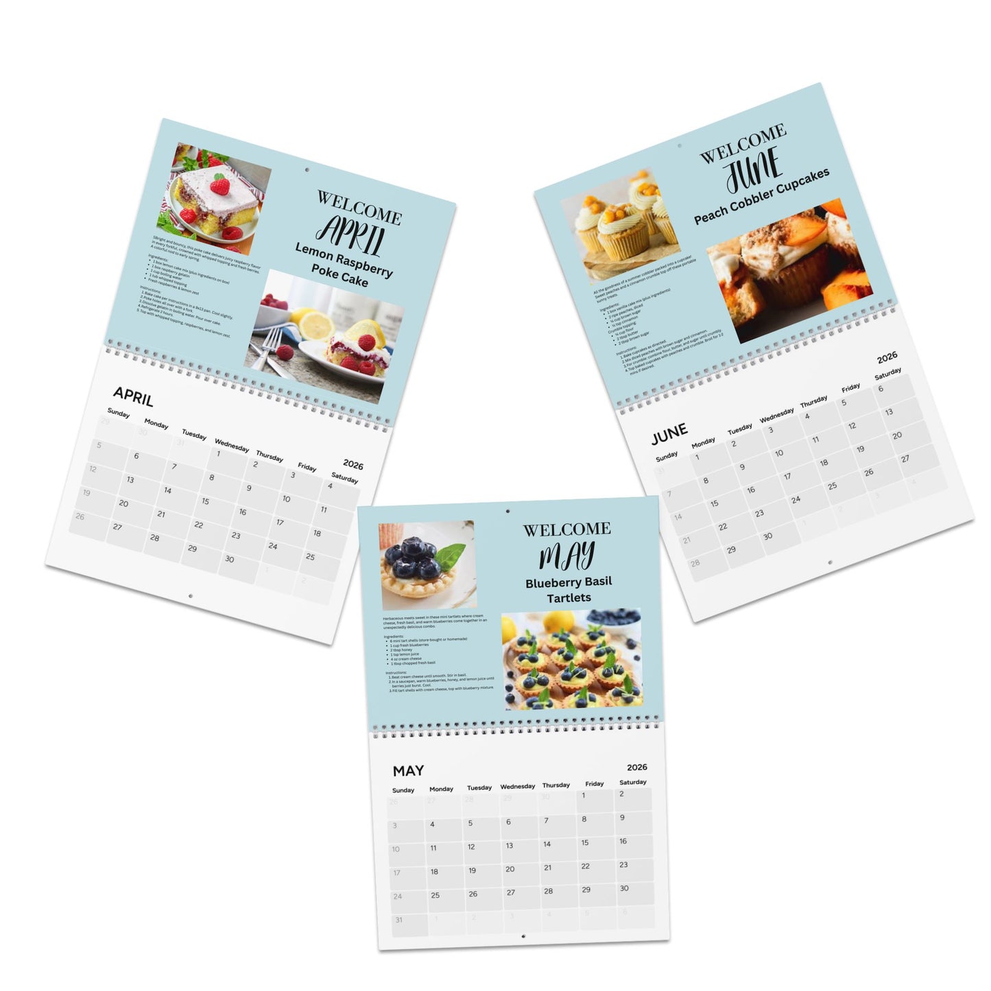 Dessert Lovers 2026 Recipe Calendar Sweet Treat Wall Calendar Baking Gift for Dessert Fans Kitchen Foodie Decor