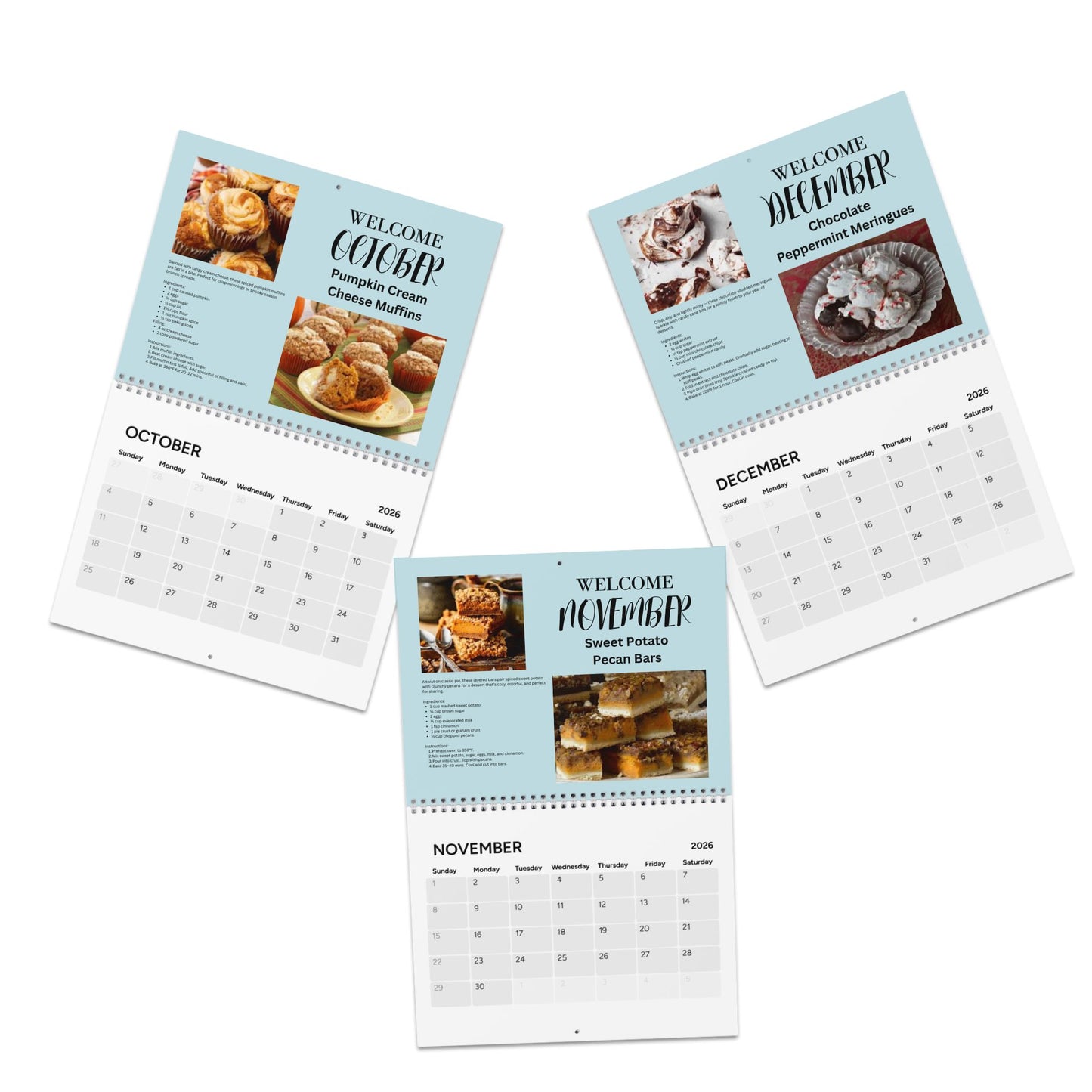 Dessert Lovers 2026 Recipe Calendar Sweet Treat Wall Calendar Baking Gift for Dessert Fans Kitchen Foodie Decor