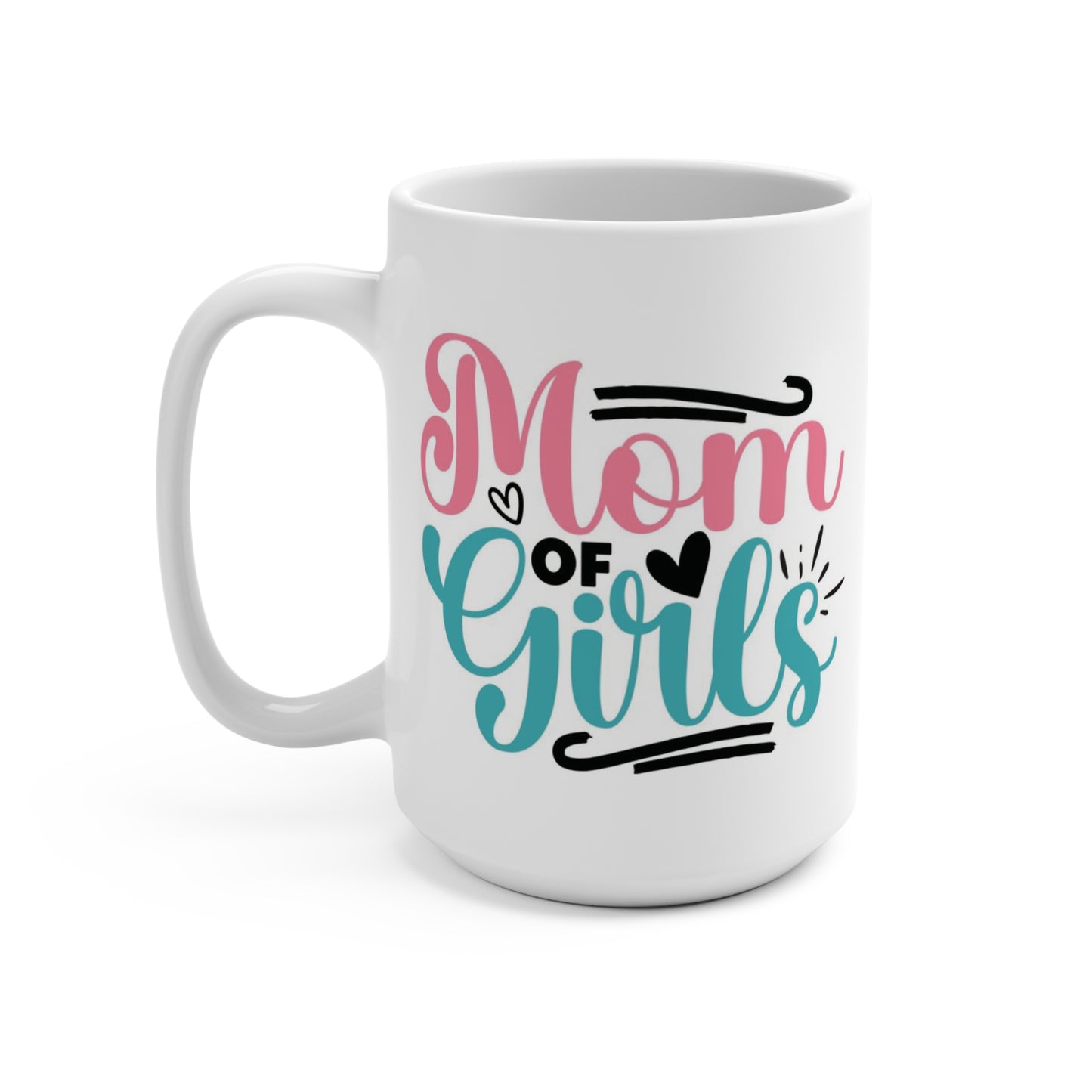 Mom of Girls Coffee Mug Cute Mother Gift for Mom with Daughters Large Ceramic Cup Motherās Day Birthday Present