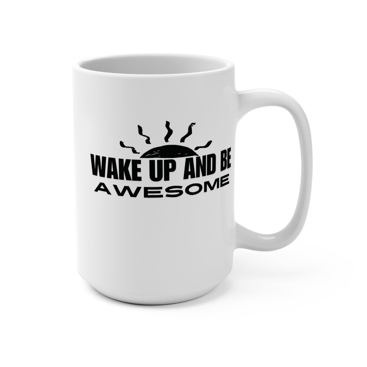 Wake Up and Be Awesome Coffee Mug Motivational Morning Quote Cup Positive Vibes Gift for Work Home Office Tea or Cocoa
