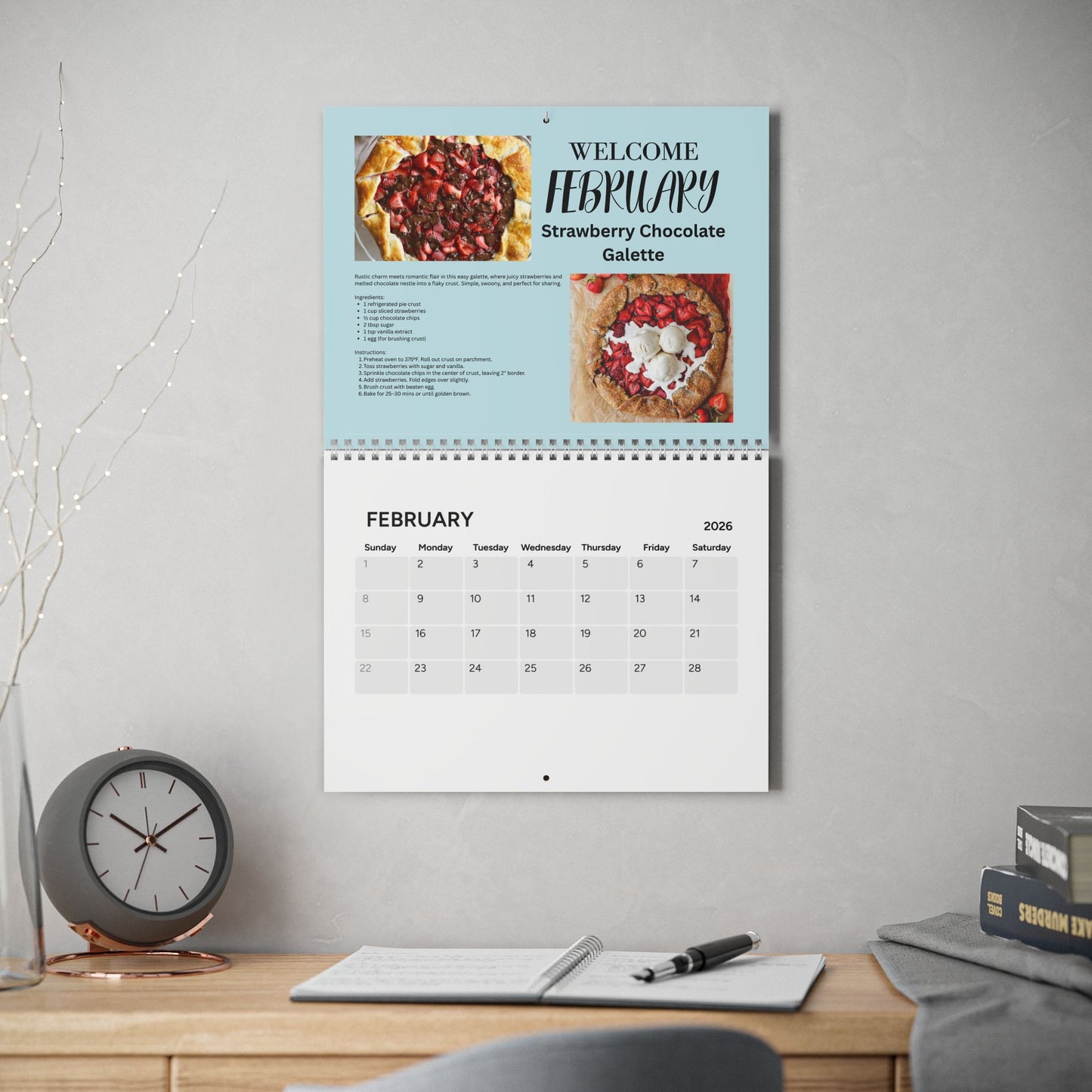 Dessert Lovers 2026 Recipe Calendar Sweet Treat Wall Calendar Baking Gift for Dessert Fans Kitchen Foodie Decor
