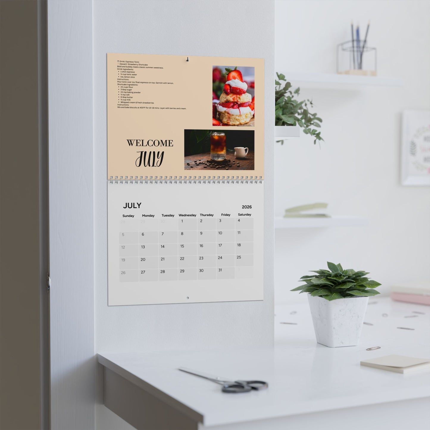 Brews and Bakes 2026 Calendar Coffee and Dessert Pairings Gift for Foodies Yearly Coffee Lover Wall Calendar
