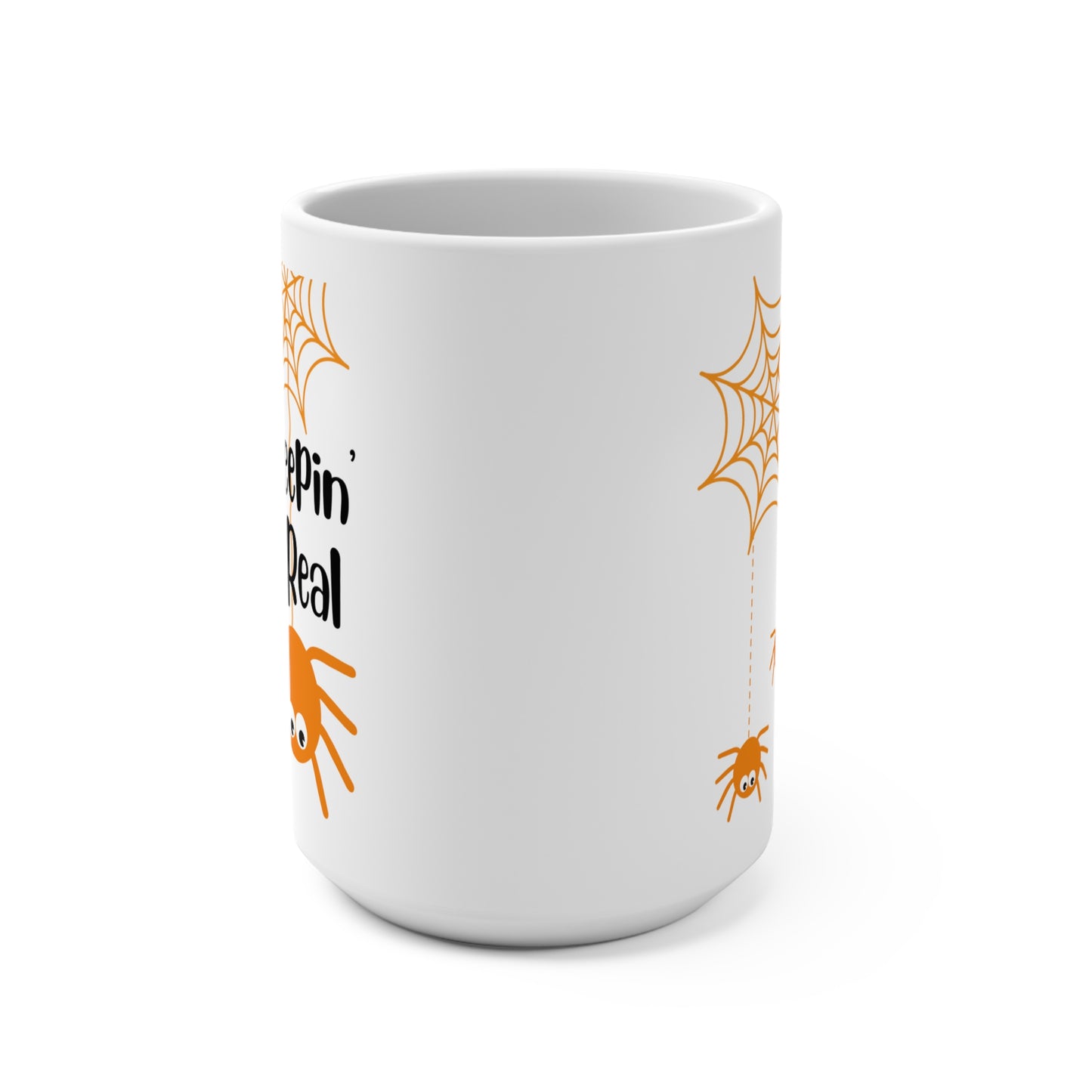Creepin It Real Mug Funny Spider Halloween Coffee Cup Cute Creepy Gift for Fall Lovers Spooky Season Fans or Office Humor