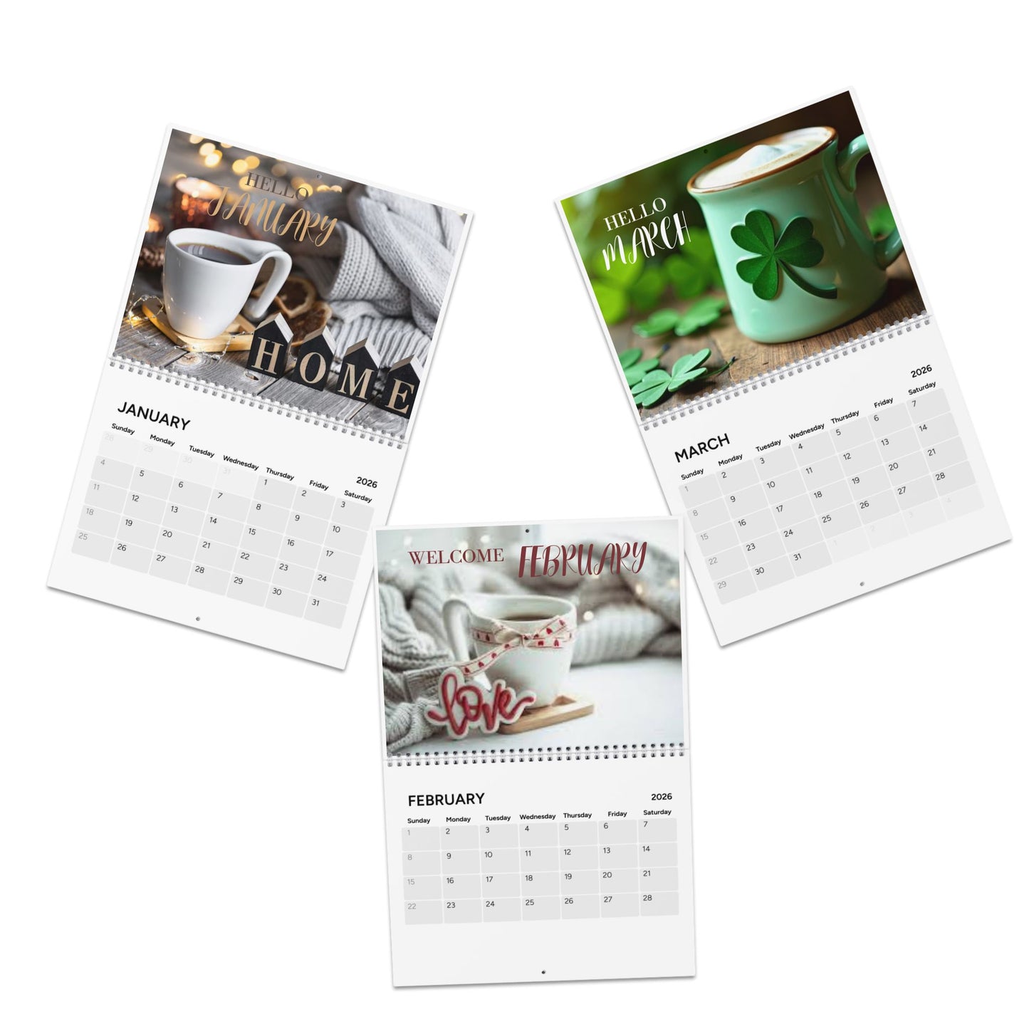 Coffee Time 2026 Wall Calendar Monthly Coffee Cup Art Calendar for Coffee Lovers Yearly Themed Coffee Decor Gift