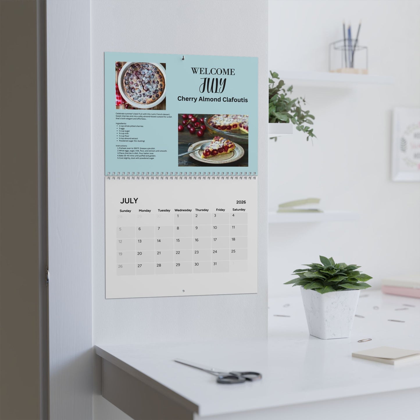 Dessert Lovers 2026 Recipe Calendar Sweet Treat Wall Calendar Baking Gift for Dessert Fans Kitchen Foodie Decor