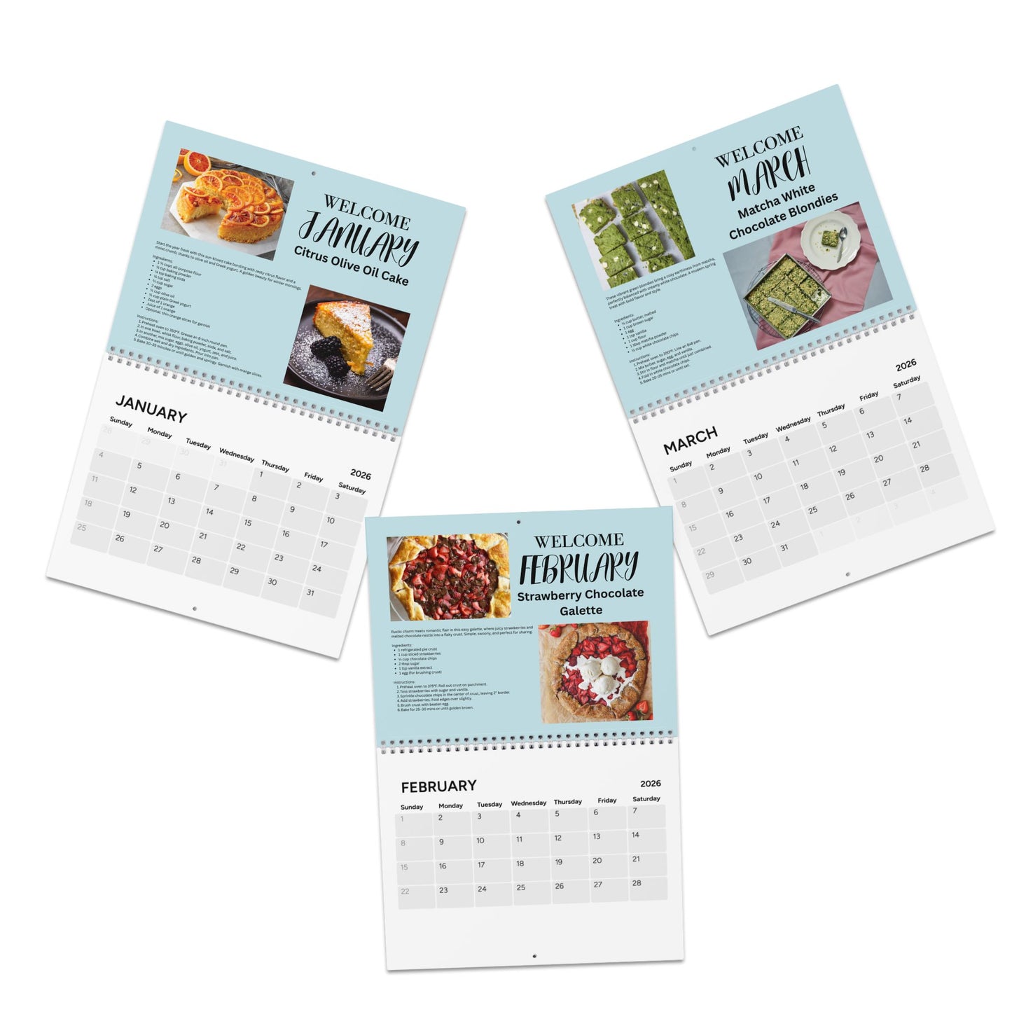 Dessert Lovers 2026 Recipe Calendar Sweet Treat Wall Calendar Baking Gift for Dessert Fans Kitchen Foodie Decor