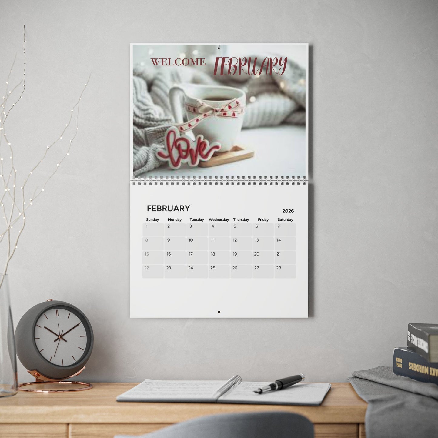 Coffee Time 2026 Wall Calendar Monthly Coffee Cup Art Calendar for Coffee Lovers Yearly Themed Coffee Decor Gift