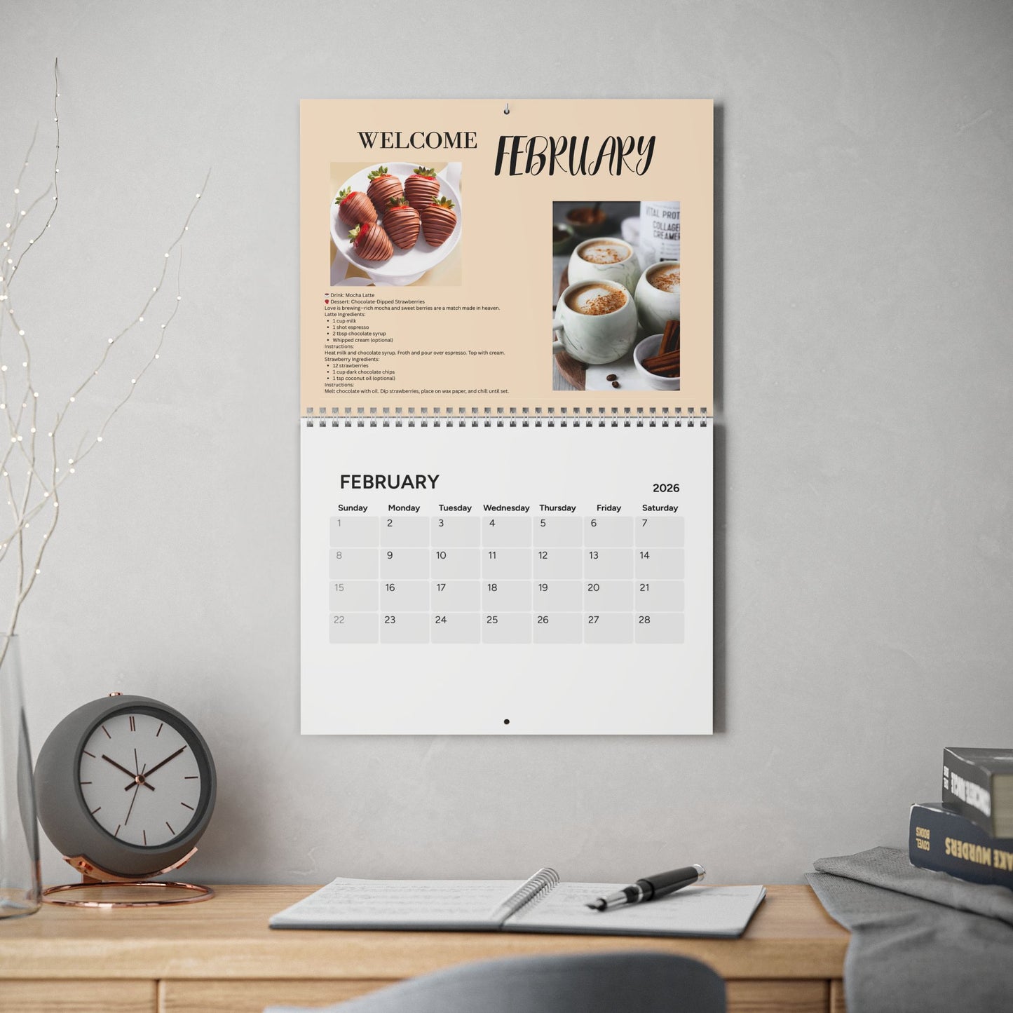 Brews and Bakes 2026 Calendar Coffee and Dessert Pairings Gift for Foodies Yearly Coffee Lover Wall Calendar