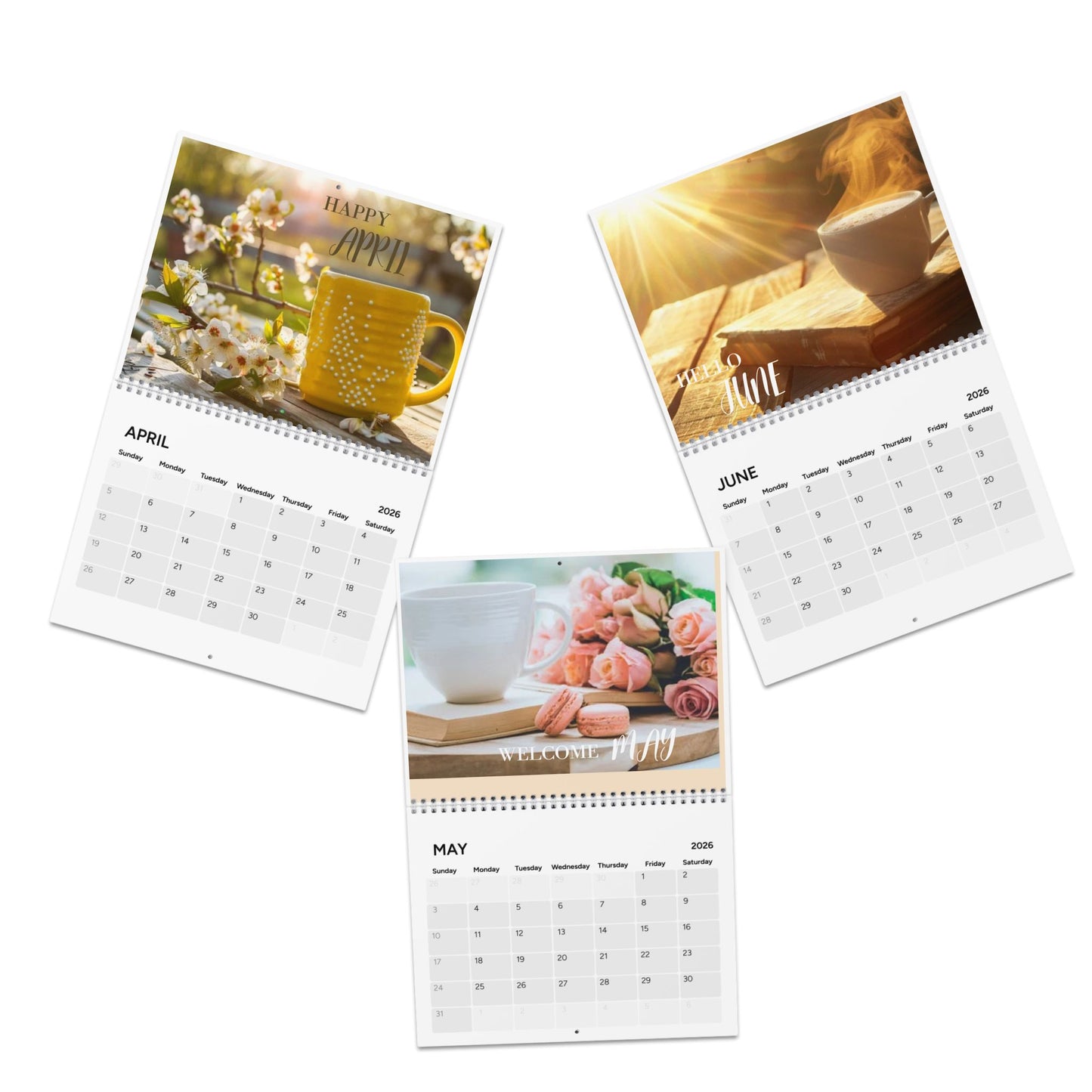 Coffee Time 2026 Wall Calendar Monthly Coffee Cup Art Calendar for Coffee Lovers Yearly Themed Coffee Decor Gift