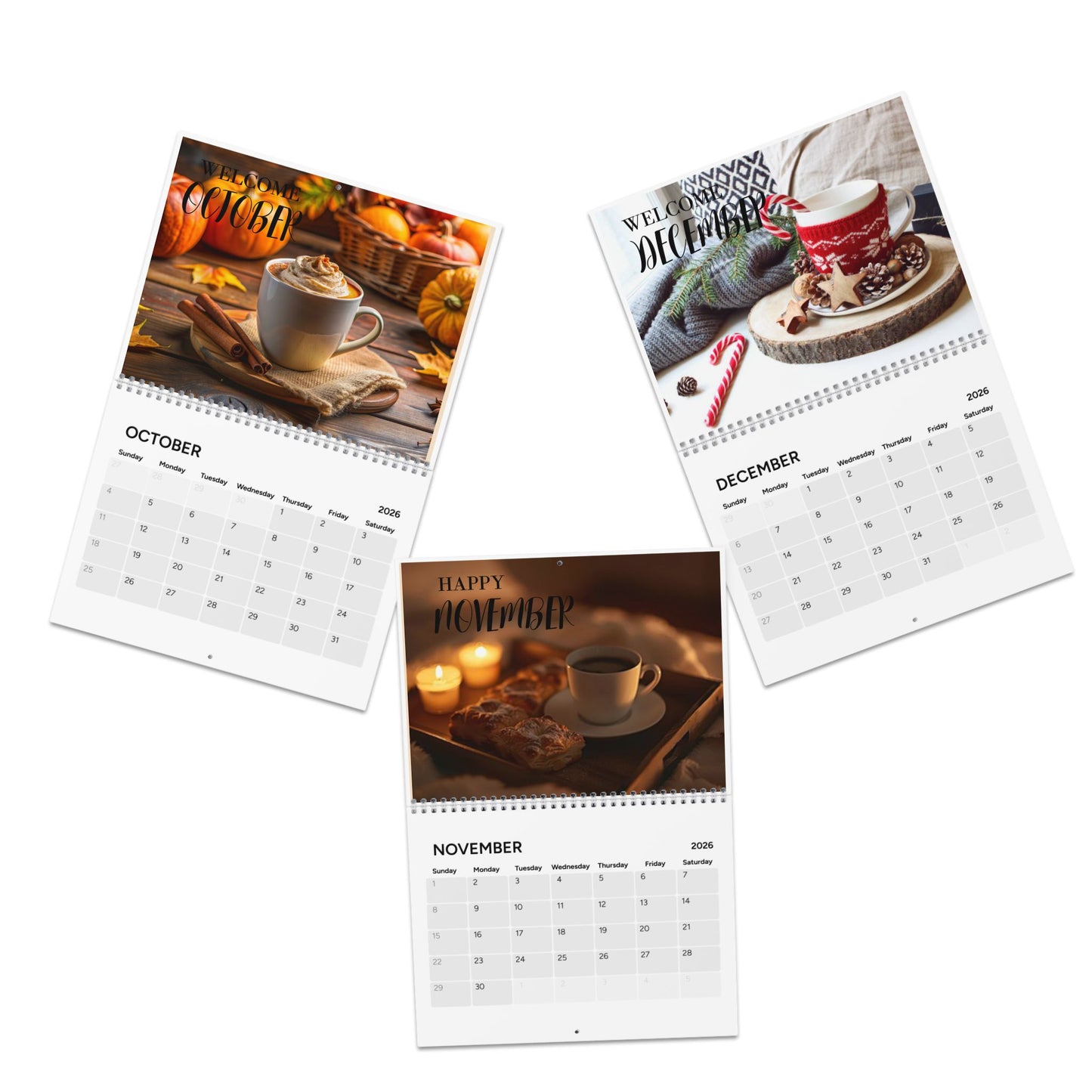 Coffee Time 2026 Wall Calendar Monthly Coffee Cup Art Calendar for Coffee Lovers Yearly Themed Coffee Decor Gift