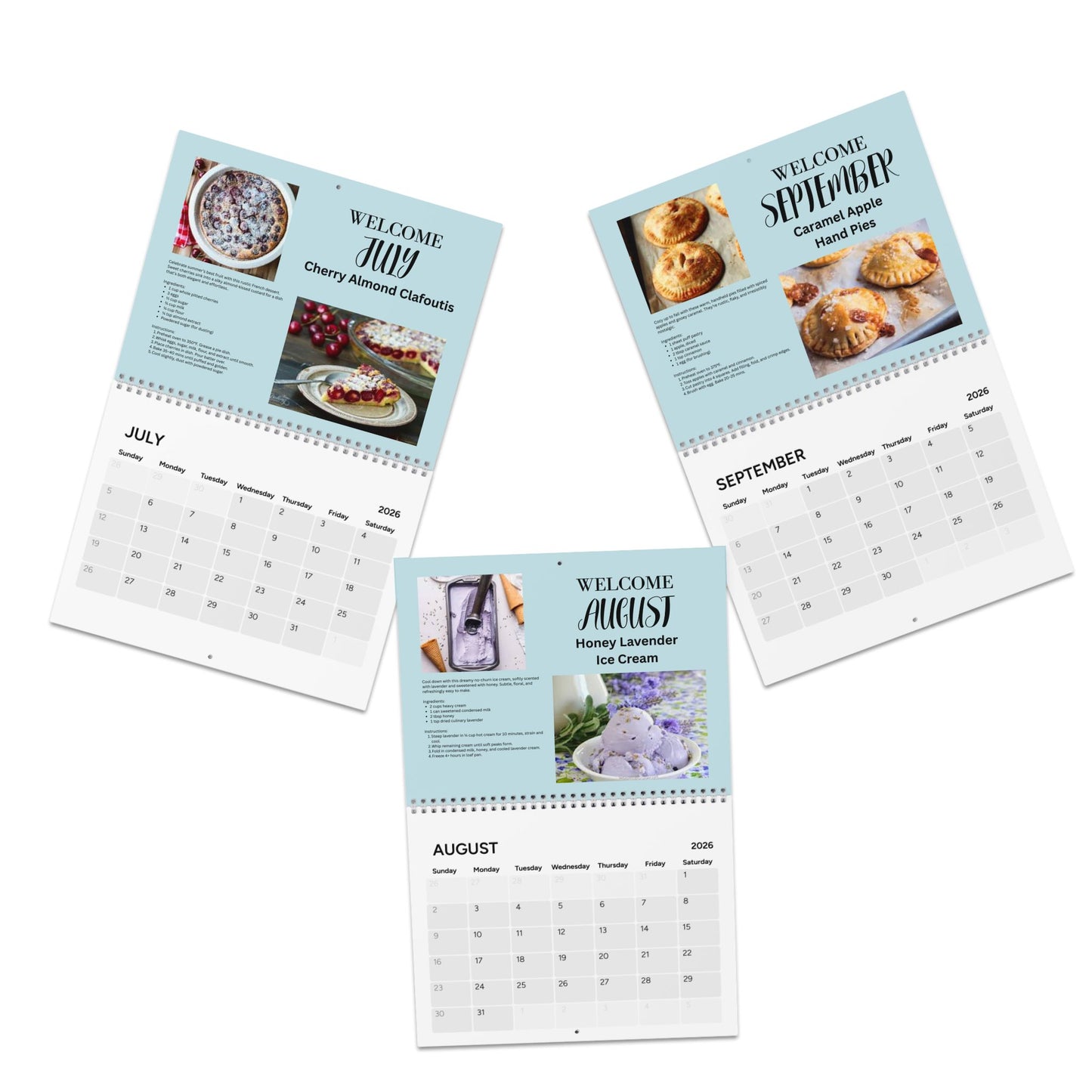 Dessert Lovers 2026 Recipe Calendar Sweet Treat Wall Calendar Baking Gift for Dessert Fans Kitchen Foodie Decor