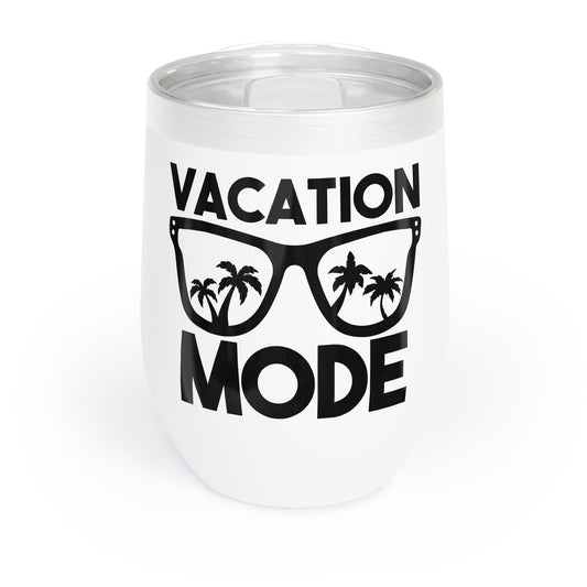 Vacation Mode Wine Tumbler with Lid 12oz Insulated Palm Tree Sunglasses Summer Gift for Her Tropical Travel Cup Beach Vibes Drinkware
