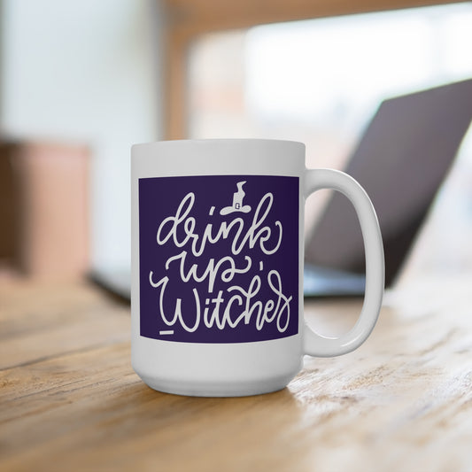 Drink Up Witches Mug Funny Halloween Coffee Cup Witchy Fall Gift for Spooky Season Lovers or Autumn Vibes Home and Office Use