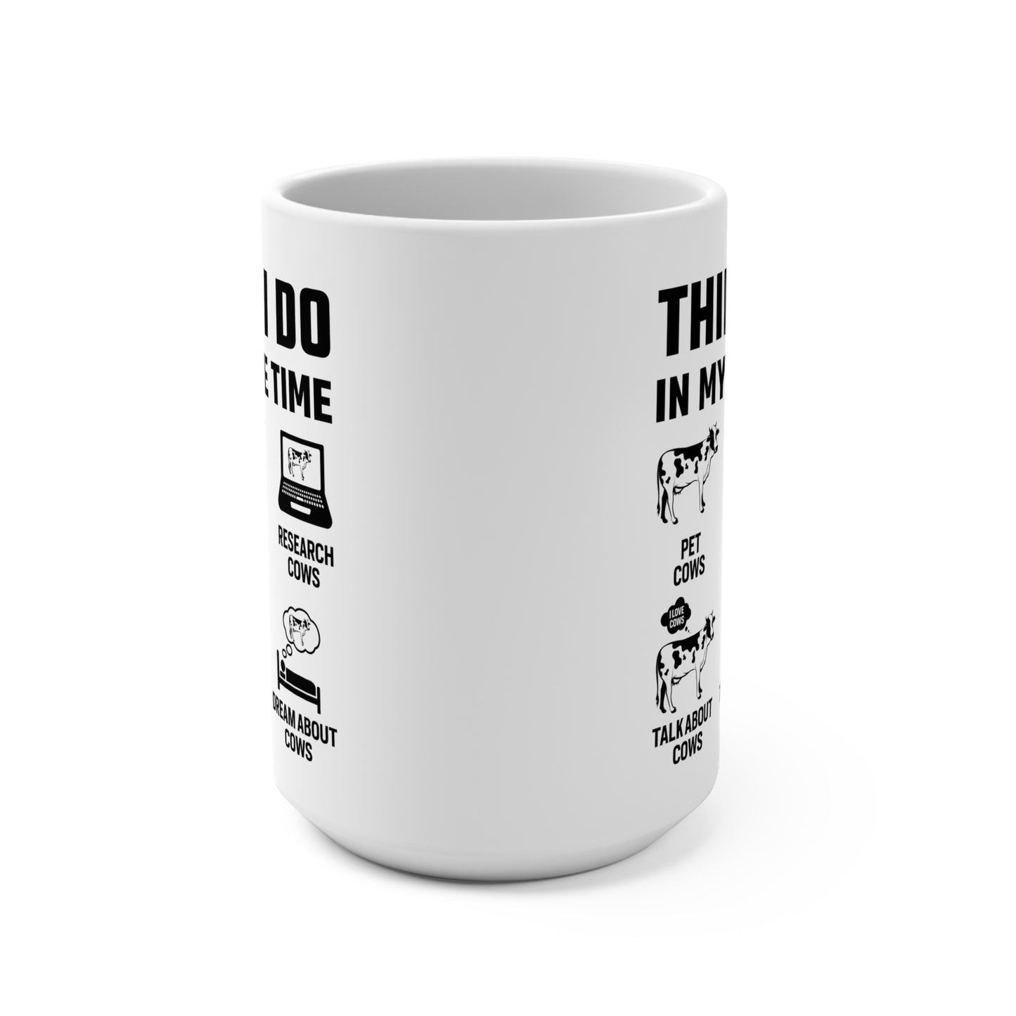 Cows Showing My Hobbies Mug Cute Farm Animals with Hobby Icons Coffee Tea Cup Funny Gift for Friends Family Hobbyist Personalized Art