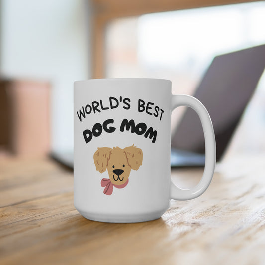World’s Best Dog Mom Coffee Mug Cute Pet Lover Gift for Women Dog Owner Tea Cup Puppy Mom Present for Birthday or Mother’s Day