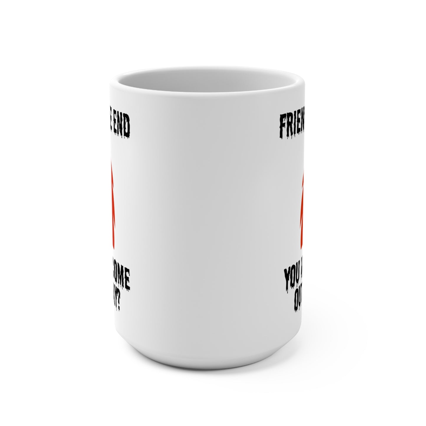 Chucky Friends Til the End Mug Funny Horror Movie Coffee Cup Halloween Gift Idea for Creepy Fans of Scary Films or Spooky Morning Vibes