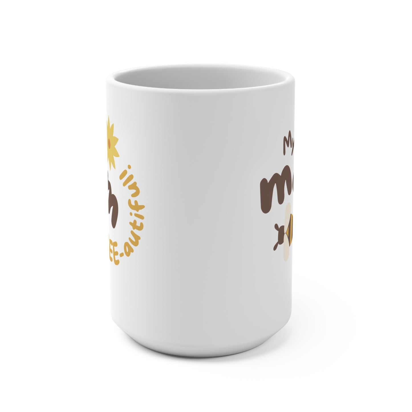 My Mom Is Bee-autiful Coffee Mug Cute Mother Gift Bee Theme Cup Mother’s Day Birthday Present for Mom from Daughter or Son