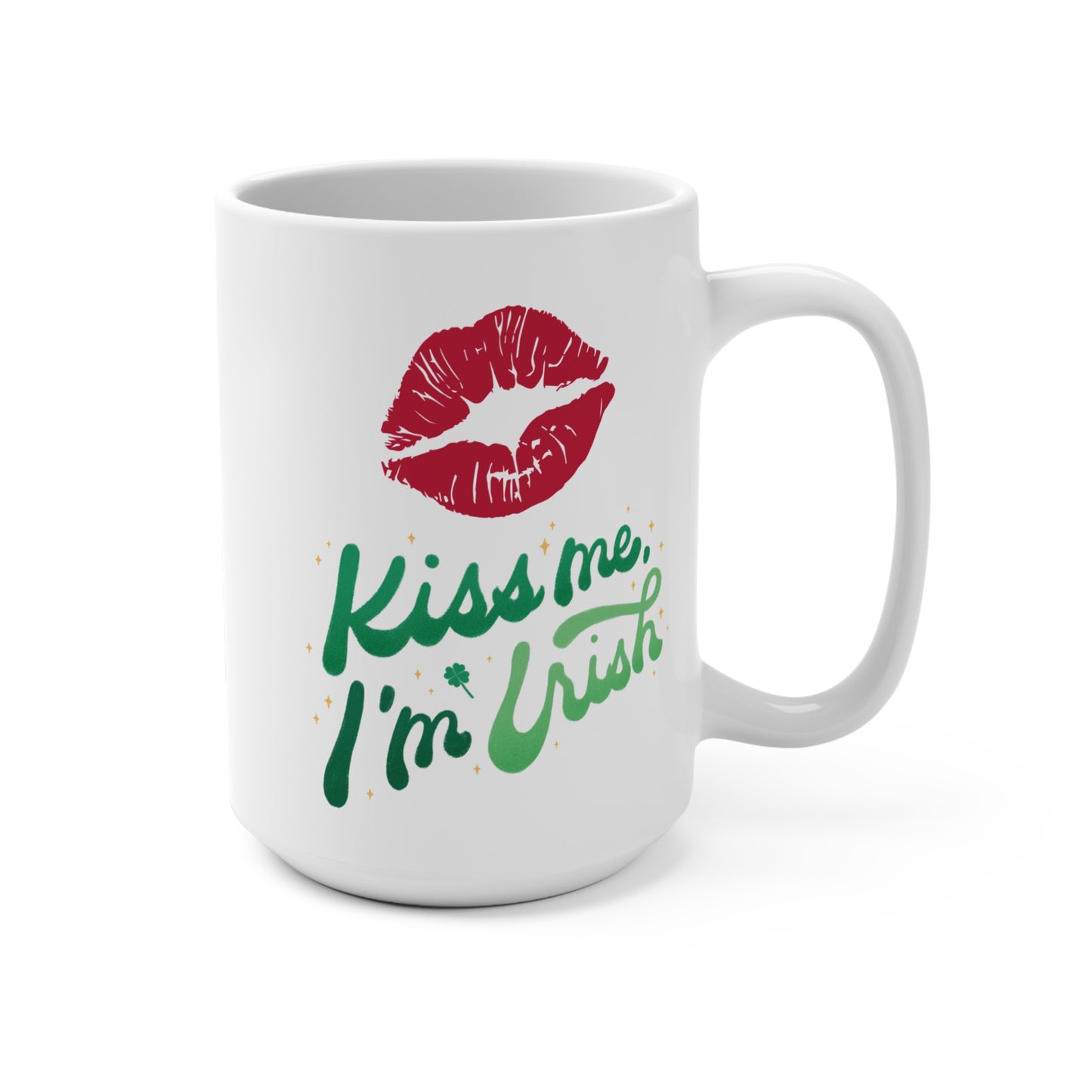 Kiss Me I’m Irish Coffee Mug St Patricks Day Cup Funny Irish Pride Gift for Him or Her Shamrock Clover Holiday Mug