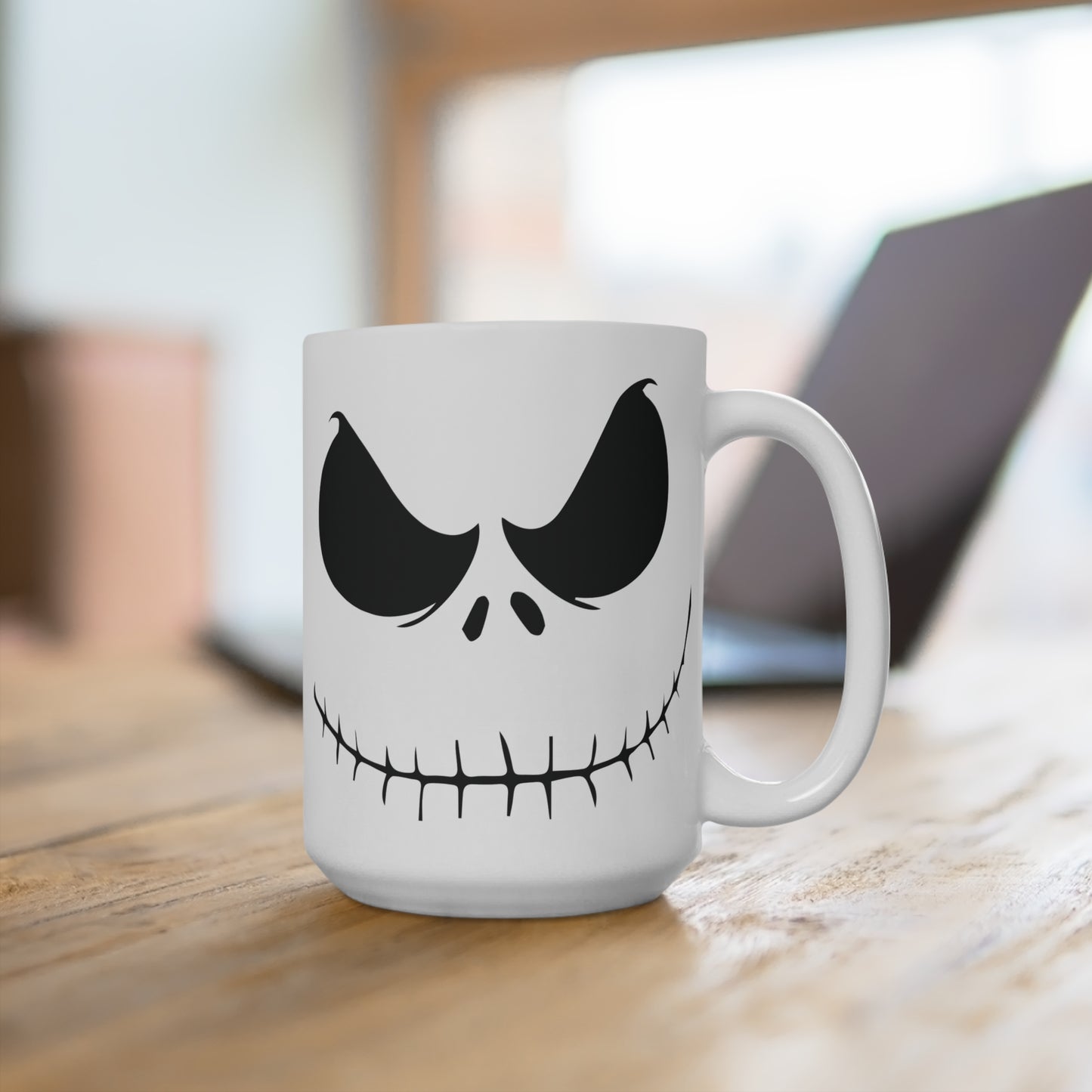Jack Face Mug Nightmare Inspired Halloween Coffee Cup Spooky Gift for Gothic Fans Skellington Style Tea or Cocoa Lovers