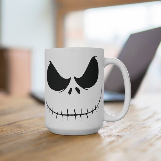 Jack Face Mug Nightmare Inspired Halloween Coffee Cup Spooky Gift for Gothic Fans Skellington Style Tea or Cocoa Lovers