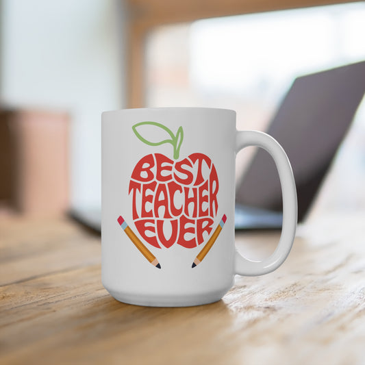 Best Teacher Ever Coffee Mug Teacher Appreciation Gift Ceramic Cup for Educators End of Year Present from Students or Parents