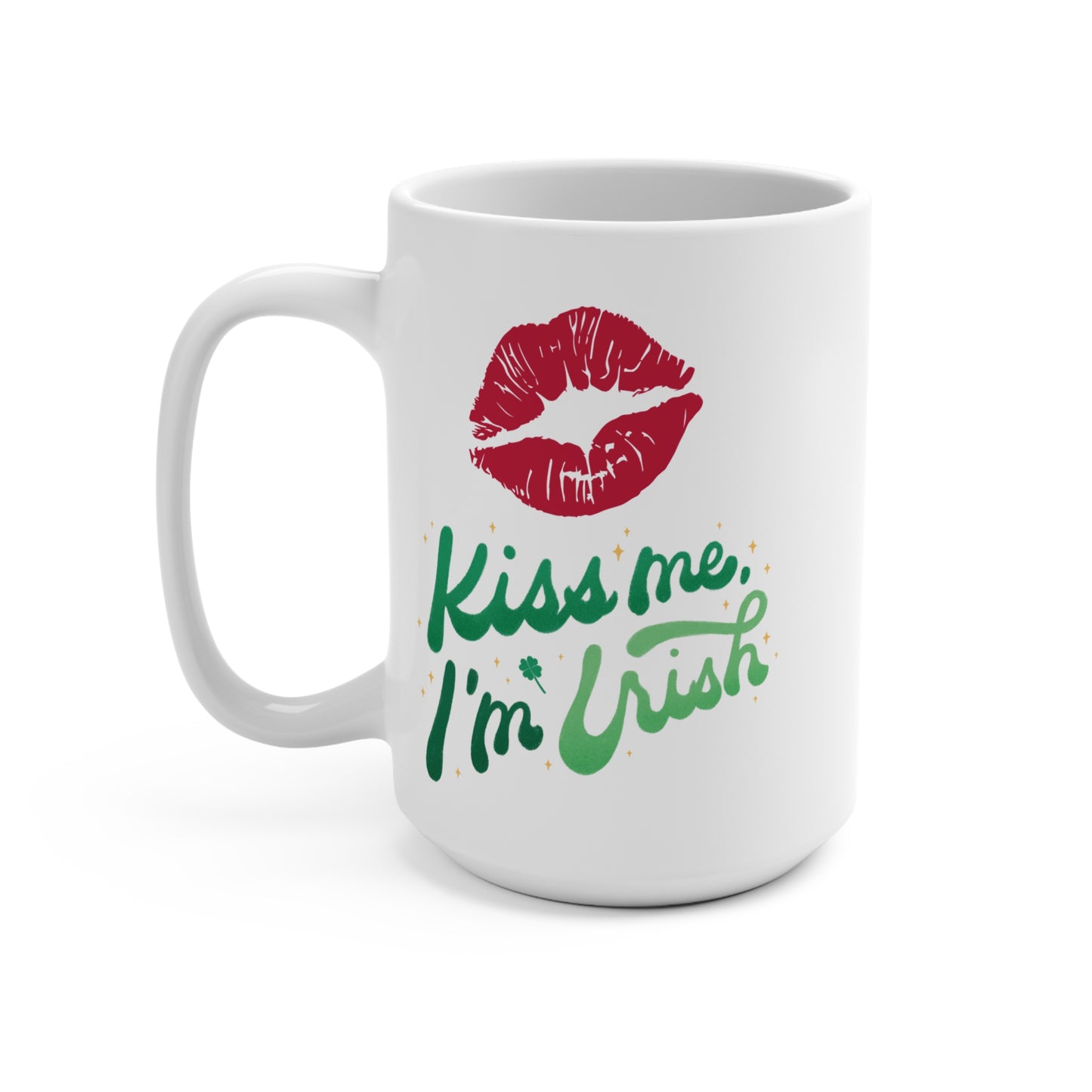 Kiss Me I’m Irish Coffee Mug St Patricks Day Cup Funny Irish Pride Gift for Him or Her Shamrock Clover Holiday Mug
