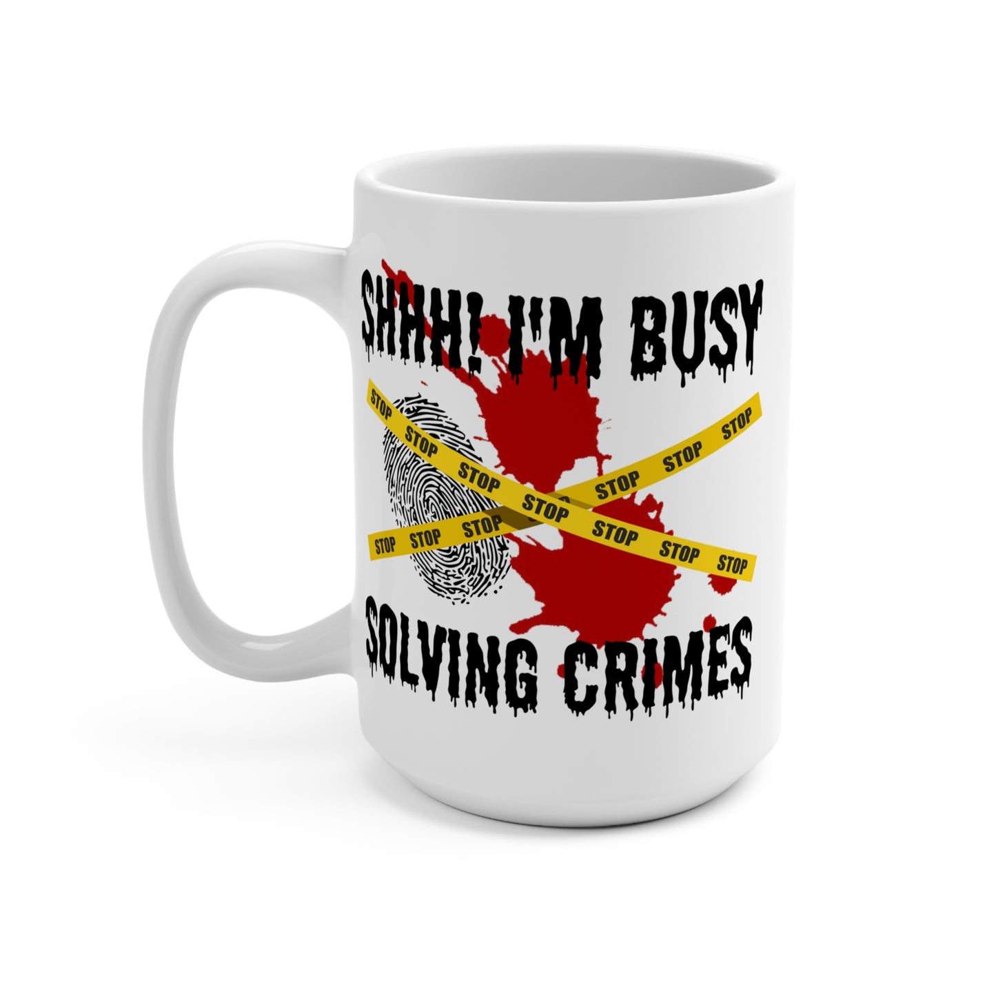 Shhh I’m Busy Solving Crimes Mug Funny True Crime Coffee Cup Gift for Mystery Lovers Cozy Thriller Fans or Detective Vibes