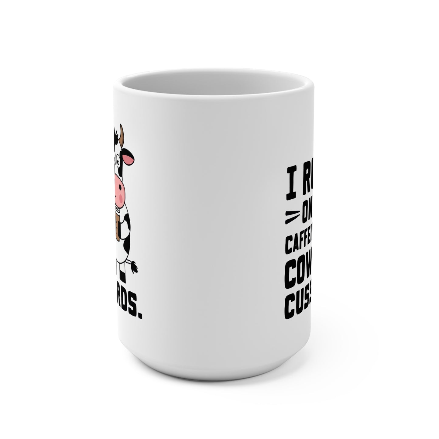 I Run on Caffeine Cows Cuss Words Mug Funny Farm Coffee Cup Country Humor Gift for Rancher Farmer Cow Lover Western Morning Drinkware