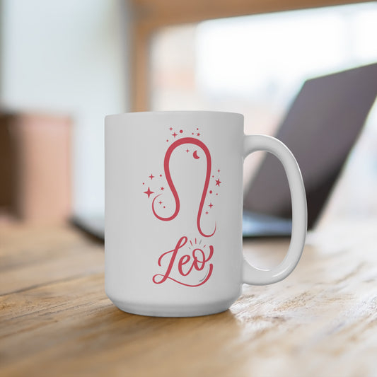 ♌ Leo Zodiac Mug – Astrology Gift for Leo Sign – Celestial Coffee Cup for August Birthday – Bold Leo Star Sign Ceramic Mug