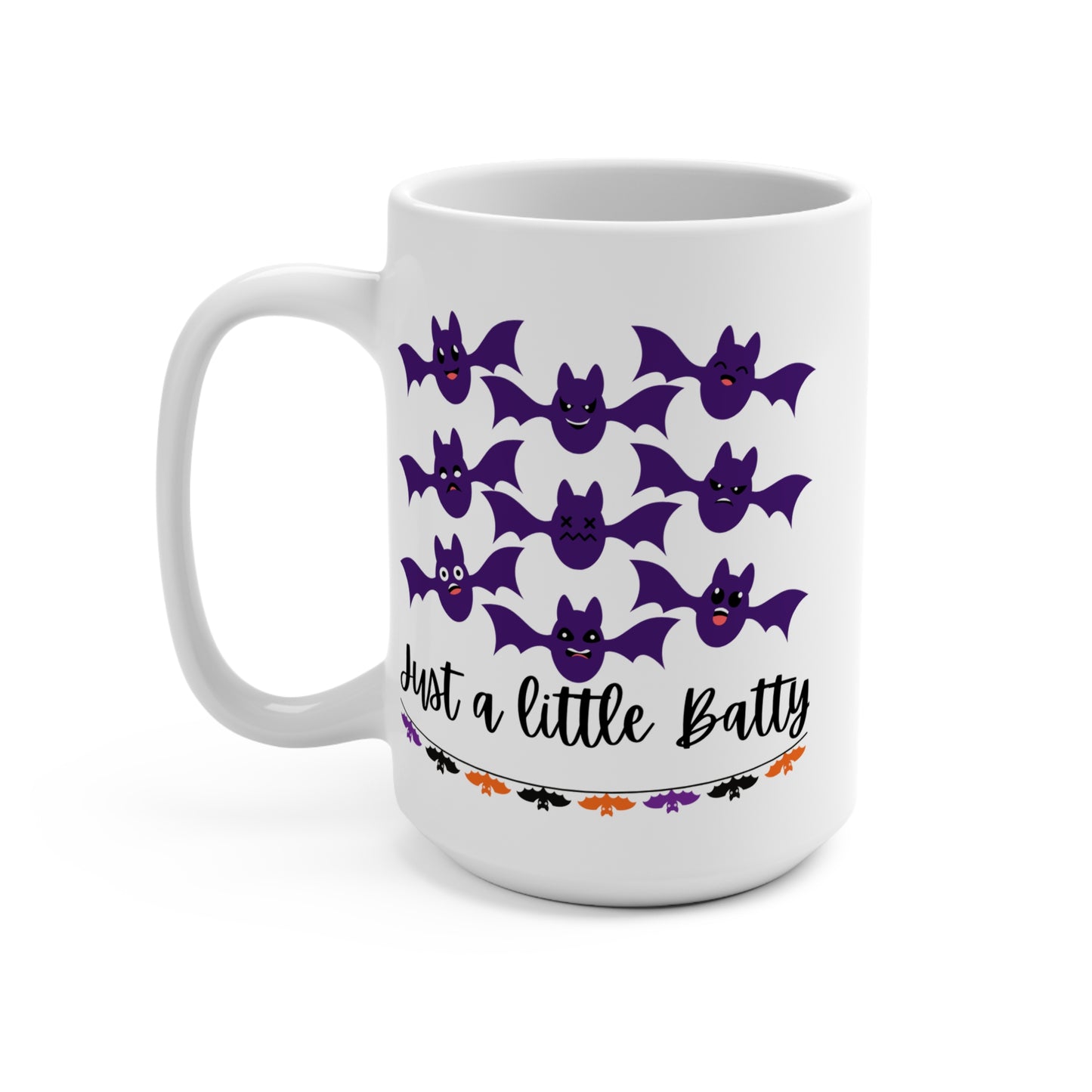 Just a Little Batty Mug Funny Halloween Coffee Cup Cute Spooky Gift for Fall Lovers Witchy Humor or Bat Themed Morning Vibes