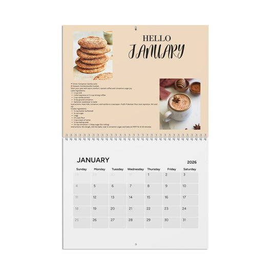Brews and Bakes 2026 Calendar Coffee and Dessert Pairings Gift for Foodies Yearly Coffee Lover Wall Calendar
