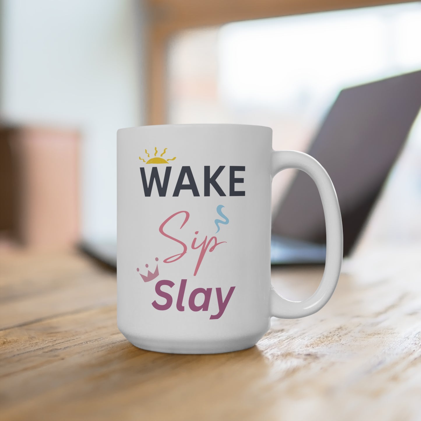 Wake Sip Slay Coffee Mug for Women Boss Babe Quote Mug Motivational Aesthetic Gift for Her Morning Routine Cup Empowerment Mug Feminine